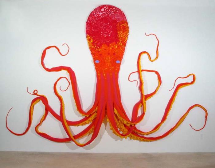 Pink, Red, Orange and Yellow Octopus